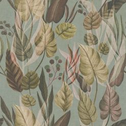 Alternative view of AS Creation - Leaves Green Brown