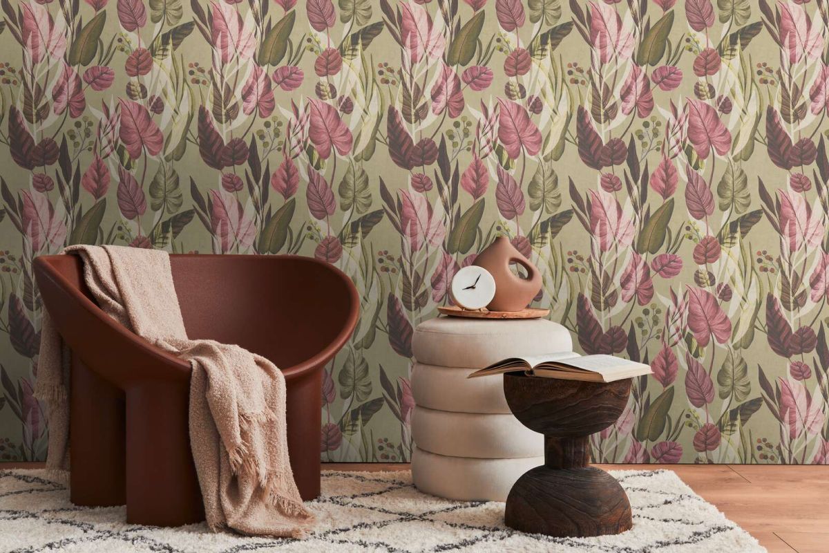 AS Creation - Leaves Sage Plum