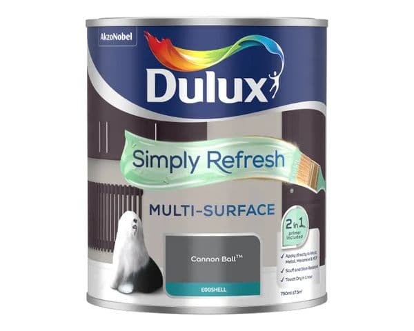 Dulux Simply Refresh Eggshell Multi- Surface Emulsion 750ml - Cannon Ball